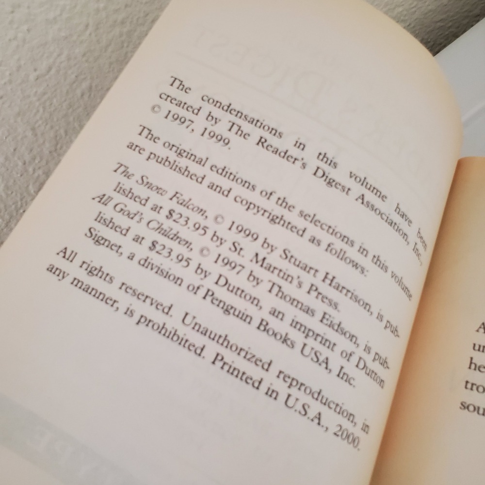 Readers Digest Select Editions Large Type Snow Falcon All Gods Children 2000 - Picture 7 of 10